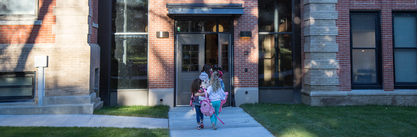 Greenwood Elementary School Students Walking Into School
