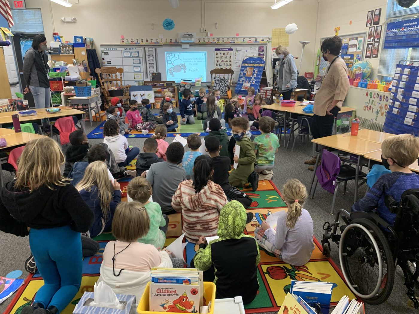 2nd Grade students presented their Schools From Around the World projects with Kindergarten.